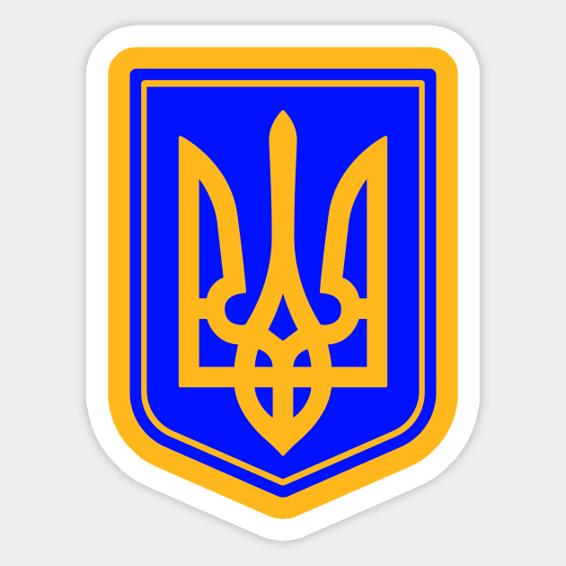 Ukraine trident on shield Sticker by AlexanderZam